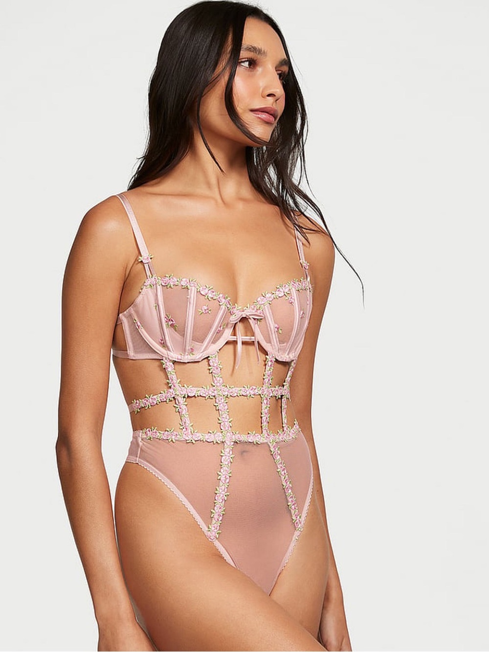 NWT Victoria’s Secret Wicked Unlined Rosebud Embroidery Teddy sz XL